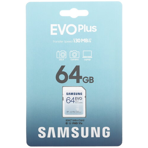 Карта памяти Samsung EVO Plus SDXC 64 ГБ [MB-SC64K/AM]