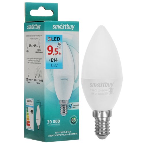 Лампа светодиодная Smartbuy-C37-9.5W/4000