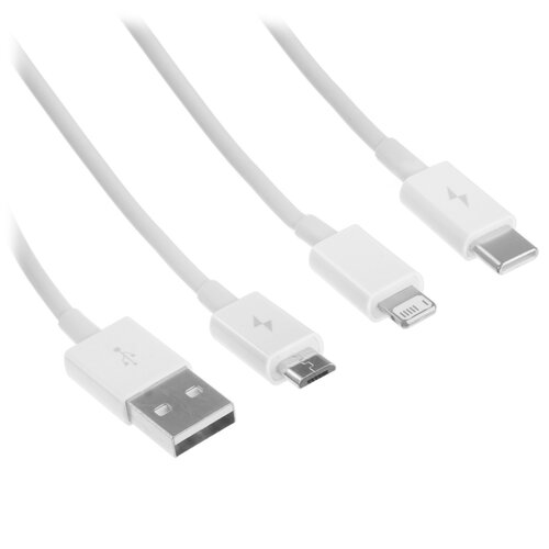 Кабель Baseus Lightning 8-pin, micro USB-B, USB Type-C - USB Type-A белый 1.5 м