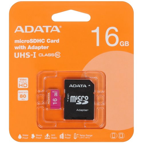 Карта памяти ADATA Premier microSDHC 16 ГБ [AUSDH16GUICL10-RA1]