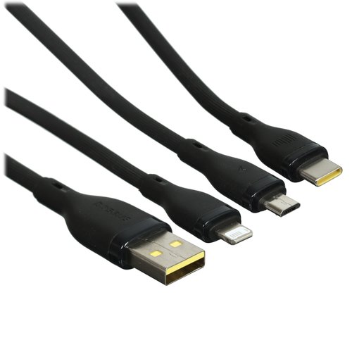 Кабель Baseus Lightning 8-pin, micro USB-B, USB Type-C - USB Type-A черный 1.5 м