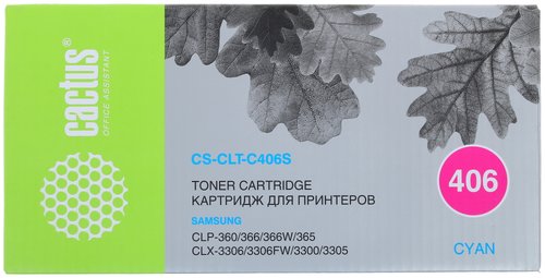 Картридж лазерный Cactus CLT-C406S голубой, с чипом