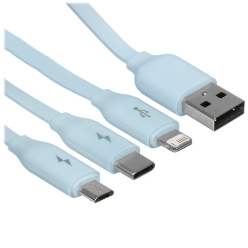 Кабель Baseus Lightning 8-pin, micro USB-B, USB Type-C - USB Type-A голубой