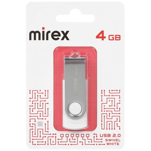 Память USB Flash 4 ГБ Mirex SWIVEL WHITE [13600-FMUSWT04]