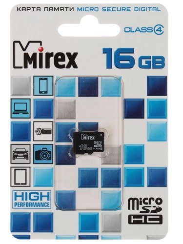 Карта памяти Mirex microSDHC 16 ГБ [13612-MCROSD16]