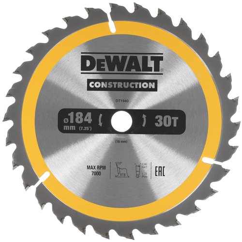 Диск пильный DeWalt  CONSTRUCTION DT1940