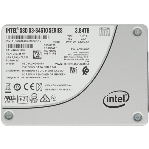3840 ГБ Серверный SSD Intel D3-S4610 Series [SSDSC2KG038T801]