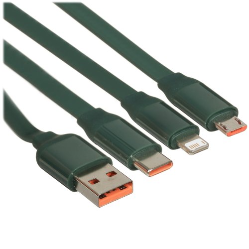 Кабель Baseus Lightning 8-pin, micro USB-B, USB Type-C - USB Type-A зеленый 1.1 м