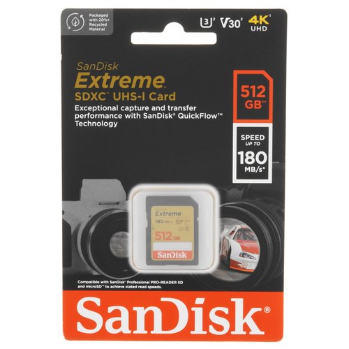 Xotira kartasi SanDisk Extreme SDXC 512 GB [SDSDXVV-512G-GNCIN]