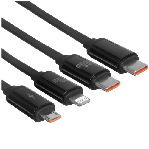 Кабель Baseus Lightning 8-pin, micro USB-B, USB Type-C - USB Type-C черный 1.1 м