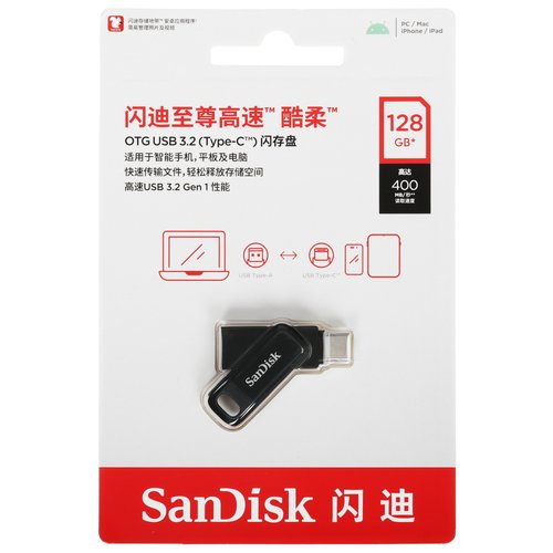 Память OTG USB Flash 128 ГБ SanDisk Ultra Dual Drive Go [SDDDC3-128G-Z46]