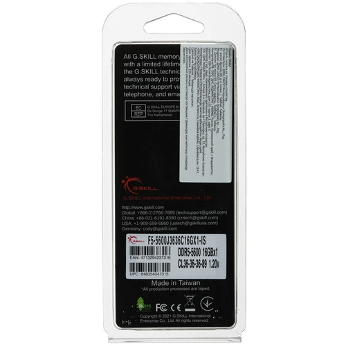 Оперативная память G.Skill Aegis 5, DDR5, 16GB (1x16GB), 5600 MHz, CL36, с радиатором, черный, фото3