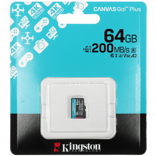 Карта памяти Kingston Canvas Go! Plus microSDXC 64 ГБ [SDCG4/64GBSP]