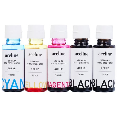 Ink water-soluble Aceline GT51/GT52/GT53 black x2, light blue, purple, yellow