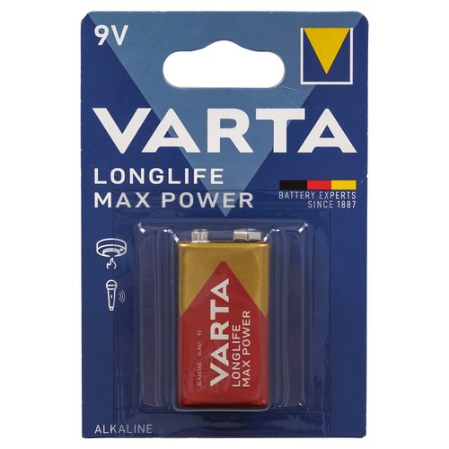 Батарейка Varta Longlife Max Power крона (6LR61/6F22/CR-9V)