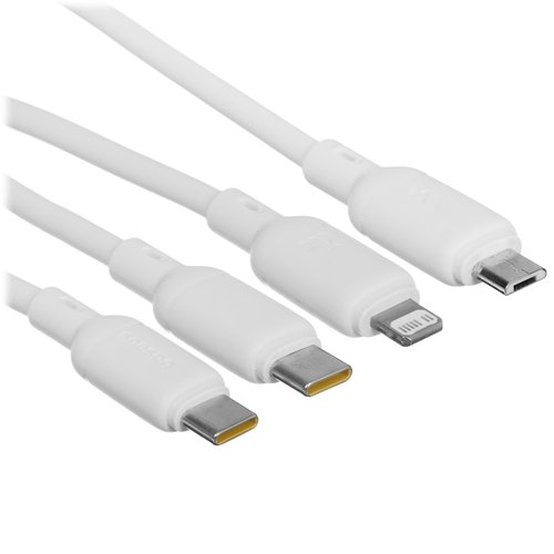 Кабель Baseus Lightning 8-pin, micro USB-B, USB Type-C - USB Type-C белый 1.5 м