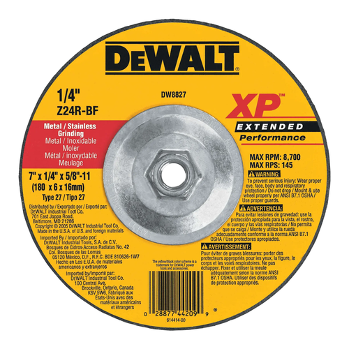 Диск обдирочный DeWalt DW8827
