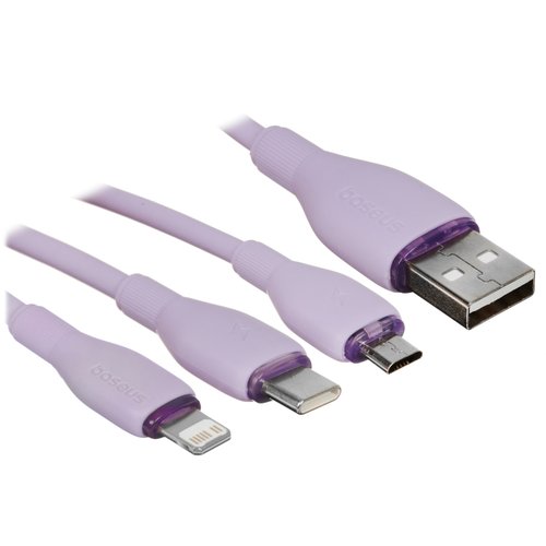 Кабель Baseus Lightning 8-pin, micro USB-B, USB Type-C - USB Type-A фиолетовый 1.3 м