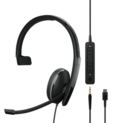 Наушники EPOS ADAPT 135T USB-C II [накладные, закрытые, 20-20000 Гц, микр., рег. громкости, каб. 1,8м, разъем USB-C, моно, черные]