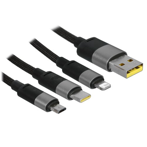 Кабель Baseus Lightning 8-pin, micro USB-B, USB Type-C - USB Type-A черный 1.5 м