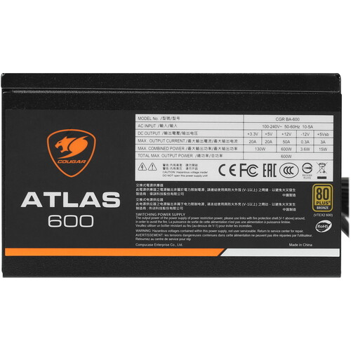 Блок питания Cougar Atlas 600 [CGR BA-600] черный