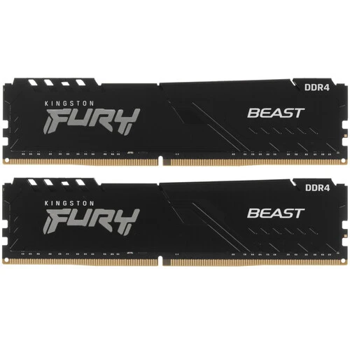 Оперативная память Kingston Fury Beast Black, DDR4, 16GB (2x8GB), 3200 MHz, CL16, с радиатором, чёрный, фото4