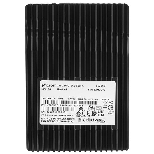 1920 ГБ Серверный SSD Micron 7450  PRO [MTFDKCC1T9TFR-1BC1ZABYY]
