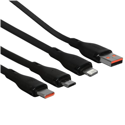 Кабель Baseus Lightning 8-pin, micro USB-B, USB Type-C - USB Type-A черный 1.5 м