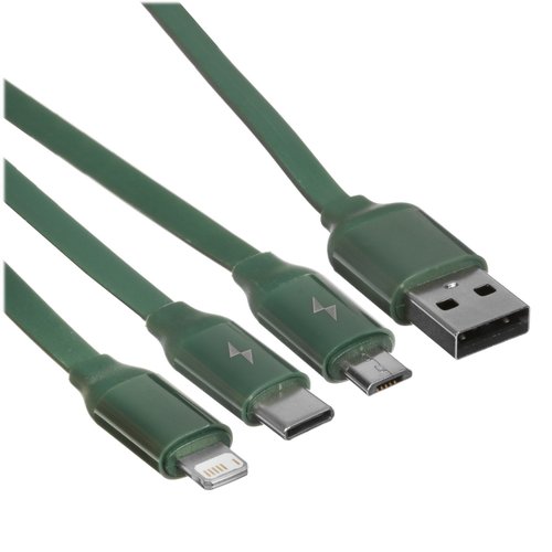 Кабель Baseus Lightning 8-pin, micro USB-B, USB Type-C - USB Type-A зеленый 1.1 м