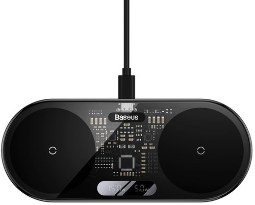Беспроводное зарядное устройство Baseus Digital LED Display 2-in-1 прозрачный