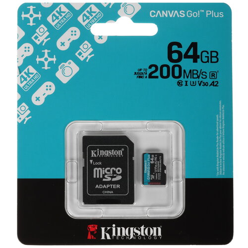 Карта памяти Kingston Canvas Go! Plus microSDXC 64 ГБ [SDCG4/64GB]