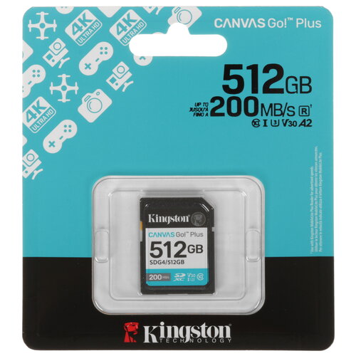 Карта памяти Kingston Canvas Go! Plus SDXC 512 ГБ [SDG4/512GB]