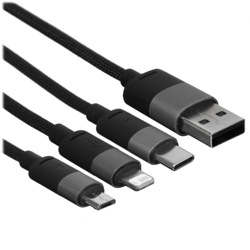 Кабель Baseus Lightning 8-pin, micro USB-B, USB Type-C - USB Type-A черный 0.6 м