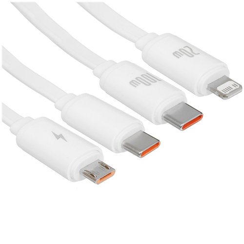 Кабель Baseus Lightning 8-pin, micro USB-B, USB Type-C - USB Type-C белый 1.1 м