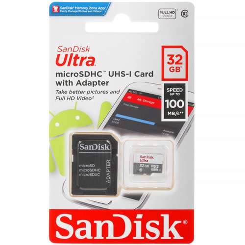 Карта памяти SanDisk Ultra microSDHC 32 ГБ [SDSQUNR-032G-GN3MA]