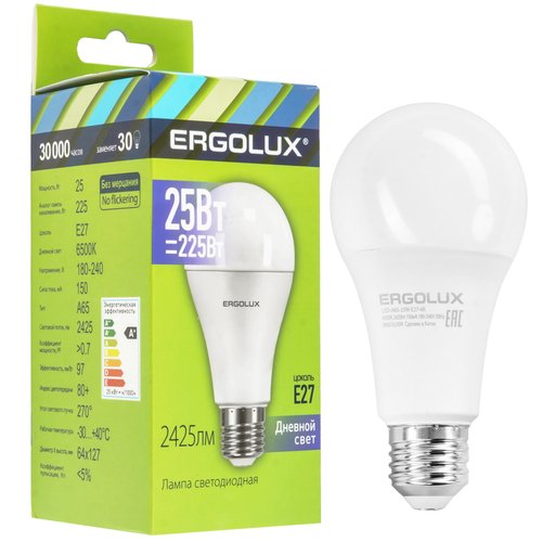 Лампа светодиодная Ergolux LED-A65-25W-E27-6K