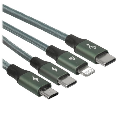 Кабель Baseus Lightning 8-pin, micro USB-B, USB Type-C - USB Type-C зеленый 1.5 м