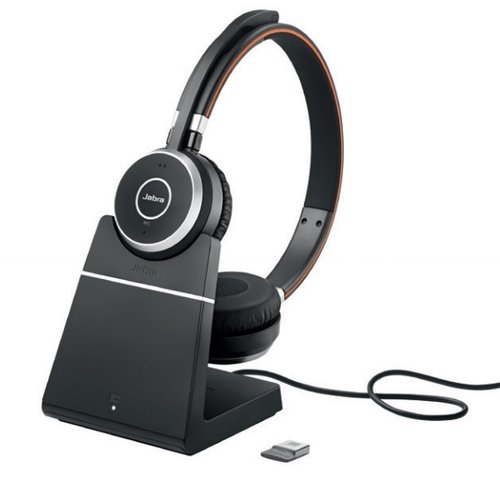 Наушники беспроводные Jabra Evolve 65 ChargingStand Link370 StereoMS [охватывающие, Bluetooth 4.2, микр., до 37 ч, черный]