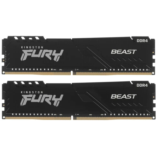 Оперативная память Kingston Fury Beast Black, DDR4, 32GB (2x16GB), 3200 MHz, CL16, с радиатором, черный