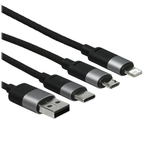 Кабель Baseus Lightning 8-pin, micro USB-B, USB Type-C - USB Type-A черный 1.2 м