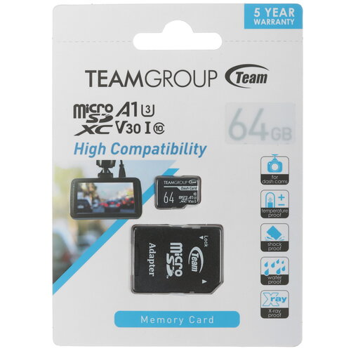 Карта памяти TEAMGROUP Dash Card microSDXC 64 ГБ [TDUSDX64GUHS03]