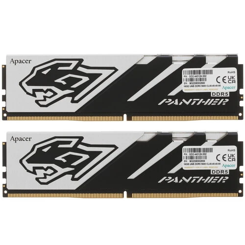 Оперативная память Apacer Panther, DDR5, 32GB (2x16GB), 5600 MHz, CL40, с радиатором, фото2