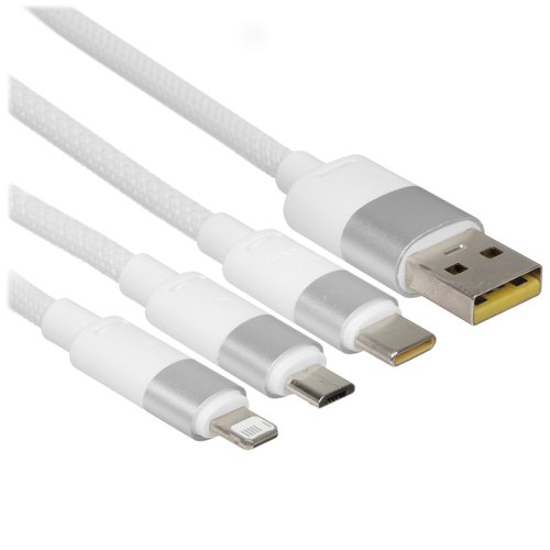 Кабель Baseus Lightning 8-pin, micro USB-B, USB Type-C - USB Type-A белый 1.5 м