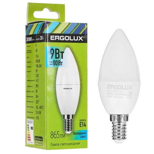 Лампа светодиодная Ergolux LED-C35-9W-E14-4K