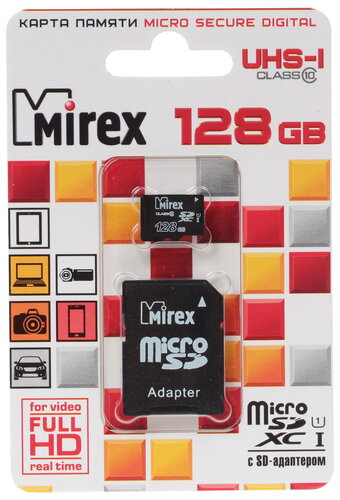Карта памяти Mirex microSDXC 128 ГБ [13613-AD10S128]