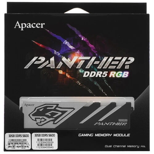 Оперативная память Apacer Panther RGB, DDR5, 32GB (2x16GB), 5600 MHz, CL40, с радиатором, RGB, фото5