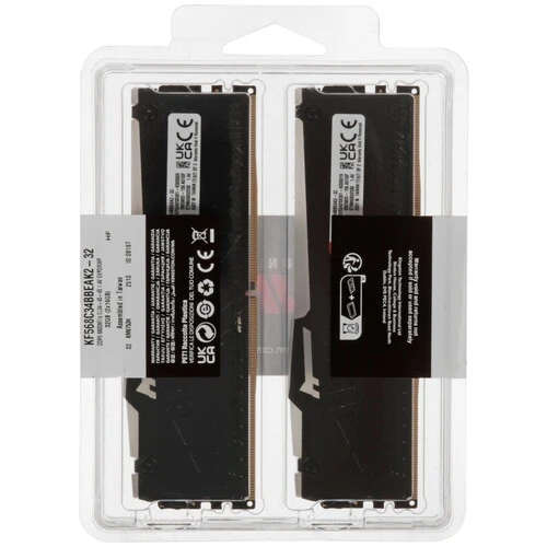 Оперативная память Kingston Fury Beast Black RGB, DDR5, 32GB (2x16GB), 6800 MHz, CL34, с радиатором, RGB, черный, фото4