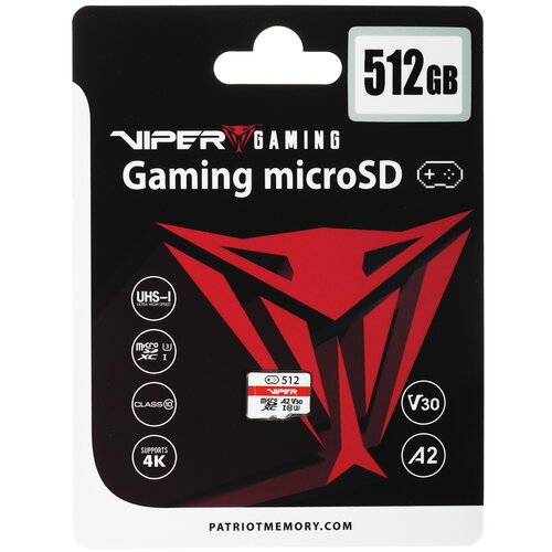 Карта памяти Patriot Viper Gaming microSDXC 512 ГБ [PV512GGM32MCX]