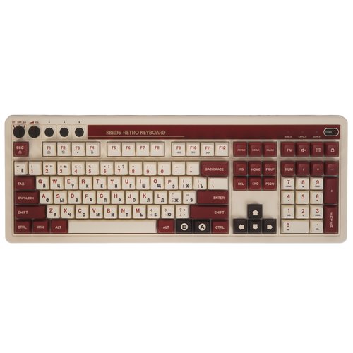 Клавиатура  проводная + беспроводная 8BitDo Retro 108 Mechanical Keyboard - Fami Edition цвет красный