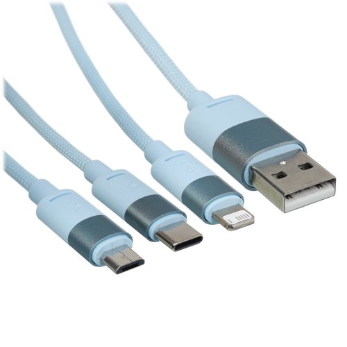 Кабель Baseus Lightning 8-pin, micro USB-B, USB Type-C - USB Type-A голубой 1.2 м